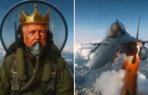 مظاہروں سے نمٹنے کیلئے ٹرمپ خود کنگ بن گئے، جنگی طیارے سے گندگی پھینکنے کی اے آئی ویڈیو شیئر کردی